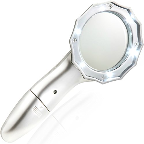 Phoenix Magnifying Glass & Glasses Handheld Loupe 6x 타임 Simple 디자인 조절되는 Brightness 6 LED Lights Included Magnifier