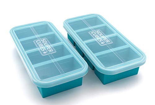 Souper Cubes 1-Cup Extra-Large Silicone Freezing Tray with Lid - 2 pack - makes 8 perfect 1cup portions - freeze soup broth or sauce