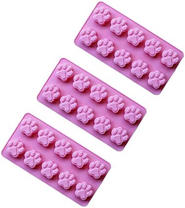 SET OF 3 PACK X Mini Silicone DOG Pet Animal Paw Print Ice Cube Chocolate Soap Candle Tray Mold Party maker (Ships From USA)