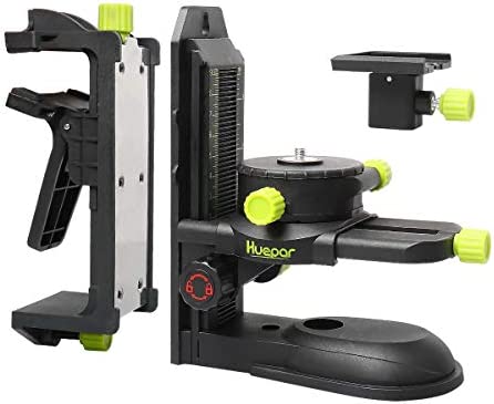 Huepar Fine-tuning Bracket Laser Level Adapter, Multifunctional Magnetic Pivoting Base with Adjustable Clip, 360° Adjustable Support with 1/4-20 Male Threaded, Height Adjustment - PV10+