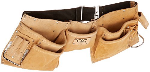 CLC Custom Leathercraft I427X Heavy Duty Contractor-Grade Suede Leather Work Apron, 2 Steel Hammer Loops, 12 Pockets, Tan , Brown