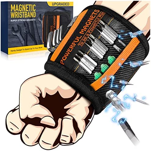 공구벨트 Tools Men 마그네틱 Wristband 15 Upgrade Super Strong Magnets Best Dad 선물 2팩 유니크 Gadget 남성 Wrist Tool Holder Holding Screws Nails Drill Bits.