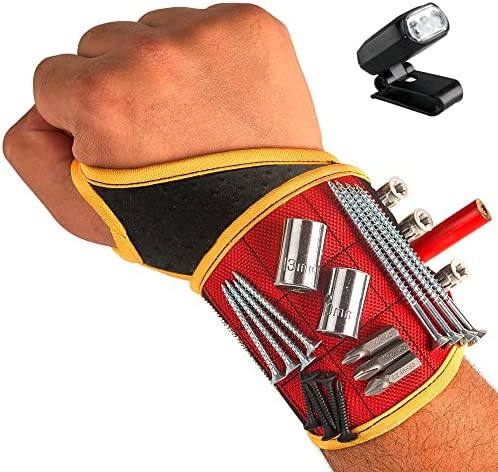 공구벨트 마그네틱 Wristband 유니크 디자인 Wrist Support Thumb Loop BinyaTools. 9 Strong Magnets Holding Screws Nails Drill Bits. 선물 Men DIY Handyman Father/Dad Husband Electrician Carpenter