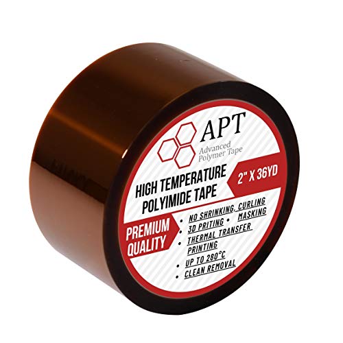 APT, 1 mil Thick Polyimide Adhesive Tape, HighTemperature and Heat Tape, for Masking, Soldering, Electrical, 3D Printer Application. (2x 36 yds)