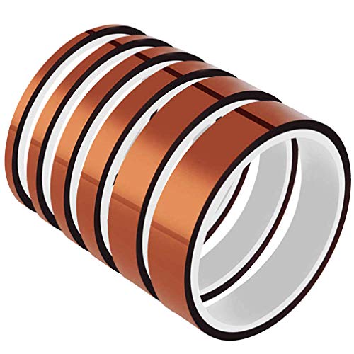 6 Pack High Temp Tapes - Viaky Polyimide Film Adhesive Tape Multi-Sized 0.16/0.24/0.32/0.39/0.47/0.79, Work for Masking, Soldering, Powder Coating, Printing PCB Board and Packing Fixing