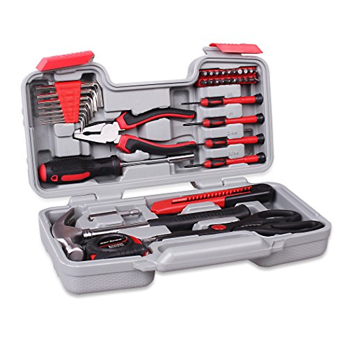Cartman Tool Set 160pcs, General Household Hand Tool Kit with Plastic Toolbox Storage Case