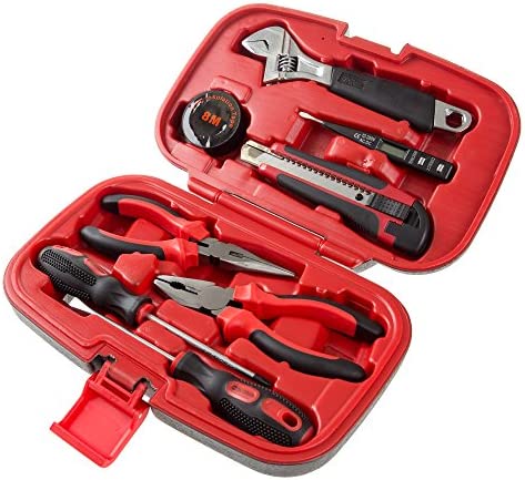 Stalwart - 75-HT1009 Household Hand Tools, Tool Set - 9 Piece by , Set Includes u2013 Adjustable Wrench, Screwdriver, Pliers (Tool Kit for the Home, Office, or Car) Red