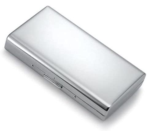 Cigarette Case Victorian Style Metal Holder for Regular, King and 100s Size RFID (Small 100s, Silver)