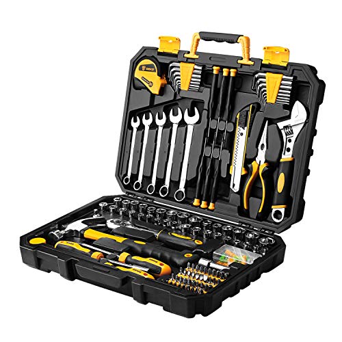 공구함 공구선반 DEKOPRO 158 Piece Tool Set-General Household Hand KitAuto Repair 세트 Plastic Toolbox Storage Case