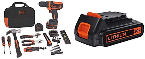 공구함 공구선반 BLACK+DECKER 12V MAX Drill & Home Tool Kit 60-Piece BDCDD12PKBlack/Orange