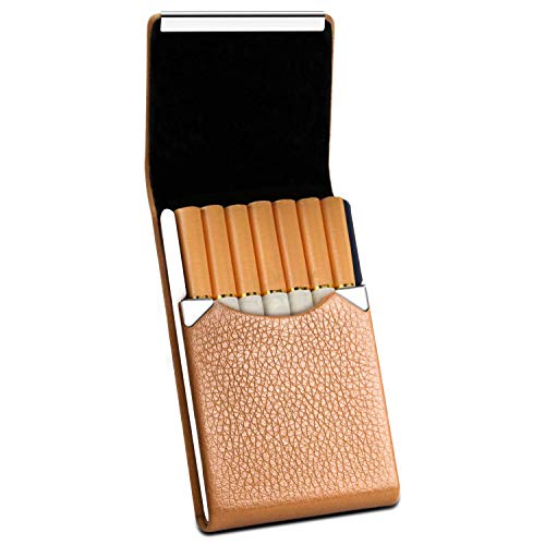 RIVIA Classic Leather Cigarette Carrying Case for Men and Women - Regular | King | Slim Sizes (Beige)