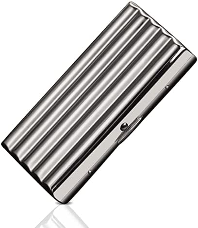 Exttlliy Creative Thin Portable Stainless Steel Pocket Carrying Cigarette Box Case for Holds 10 Regular Size Cigarettes (Not Included Cigarette)