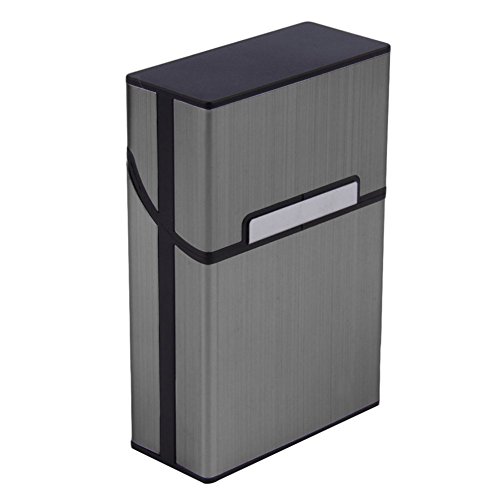 Keklle Brushed Aluminum Cigarette Case, Hard Box and Holder with Solid Magnetic Flip Top Closure (King Size) (Slate Grey)