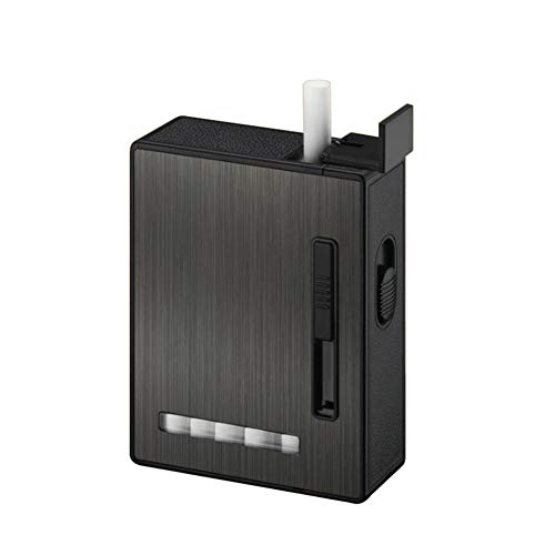 Ambrogio.L Full Pack 20 Regular Cigarettes Case/Box with Arc Lighter USB Rechargeable, Flameless, Windproof,Moisture-Proof