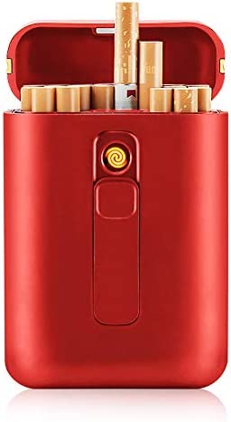 5pcs Replacement Coils Cigarette Case with Lighter King Size Portable 20pcs Regular Size Cigarettes USB Lighters 2 in 1 Rechargeable Flameless Windproof(5pcs Replacement Coils)