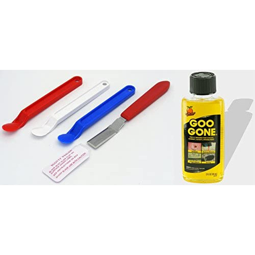 Goo Gone Removal Fluid (2oz) + Scotty Peeler Label & Sticker Removers (3 Original, 1 Metal) - [Bundle]