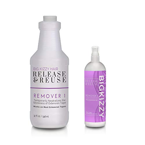 Big Kizzy Remover 1, Release & Reuse, 32oz Salon Size + Free 8oz, Tape In Hair Extension Remover, Tested & Proven Fastest & Easiest Adhesive Remover, Professional Quality