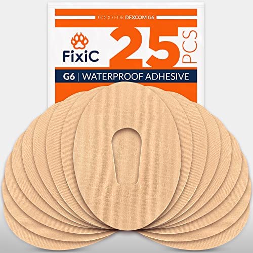 FixiC u2013 Adhesive Patches for G6 u2013 25 Pack Premium Waterproof Adhesive Patches u2013 Pre-Cut Back Paper u2013 Adhesive Patch for G6 u2013 Long Fixation! (Transparent)
