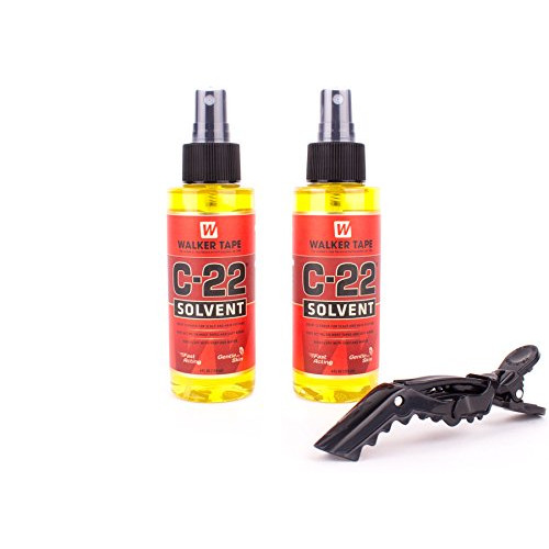 접착제 제거제 Walker Tape C-22 Solvent Spray Remover for Lace Wigs Toupees and Tape-In 100% Remy Human Hair Extensions 2 Pack w/Free Shark Clip