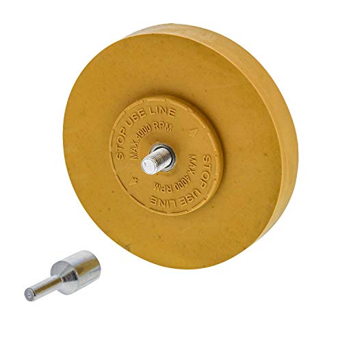 접착제 제거제 TCP Global Rubber Eraser Wheel 4&rdquo Inch Pad includes Drill Adapter - Pinstripe Adhesive Remover Vinyl Decal Graphics Removal Tool