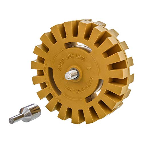 접착제 제거제 TCP Global Heavy Duty Rubber Eraser Wheel 4&rdquo Inch Pad & Adapter - Pinstripe Adhesive Remover Vinyl Decal Graphics Removal Tool