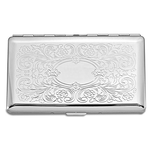 FB JEWELS Solid Silver-Tone (Holds 10-120mm) Cigarette Card Case Mirror