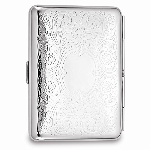 FB JEWELS Solid Silver-Tone (Holds 14 King) Cigarette Card Case Elastic