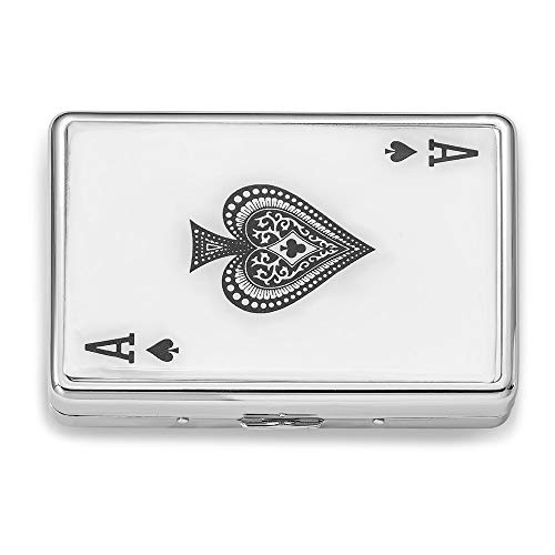 FB JEWELS Solid Silver-Tone Ace Multi-Purpose Case (Holds 16 Cigarettes)