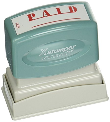 Xstamper(R) One-Color Title Stamp, Pre-Inked, Paid, Eco Greeen, Box 1 (XST1221) , Red