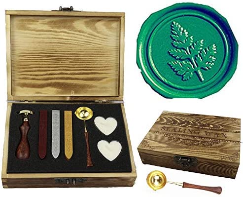 MNYR Compass Star Orientation Wax Seal Stamp Sealing Wax Sticks Melting Spoon Candle Wood Gift Box Kit Wedding Invitation Stationary Envelope Christmas Package Card Sealing Stamp Wax Seal Stamp Set