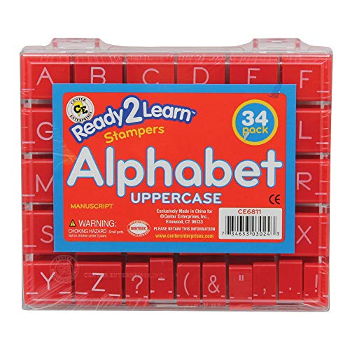 READY 2 LEARN Alphabet Stamps - Uppercase - Small - Set of 34 - Letter Stampers for Kids