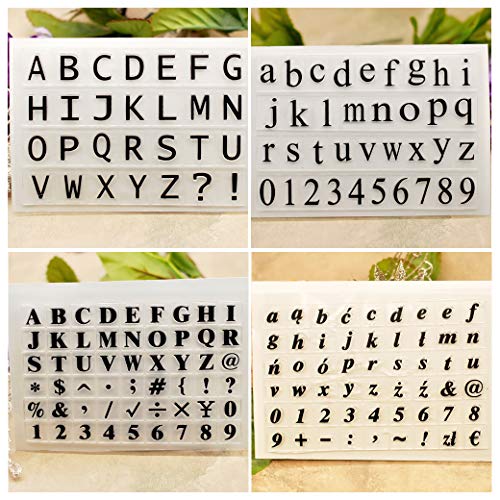 도장케이스 Kwan Crafts 4 Sheets Different 스타일 English Alphabet Capital Lower 케이스 Number 클리어 Stamps Card Making Decoration DIY Scrapbooking