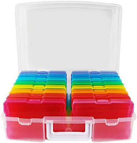 도장케이스 Novelinks Transparent 4 x 6 Photo Cases 클리어 Craft Keeper Handle - 16 Inner Plastic Storage Container Box Clear
