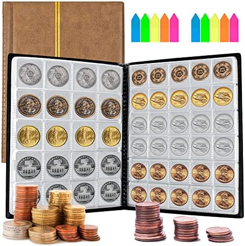 Homgaty 10 Sheets Coin Collection Supplies, Coin Pocket Page Coin Holders Stamp Binder Sheets Currency Collecting Album Book Sleeves (12 Pocket) (12 Pocket)