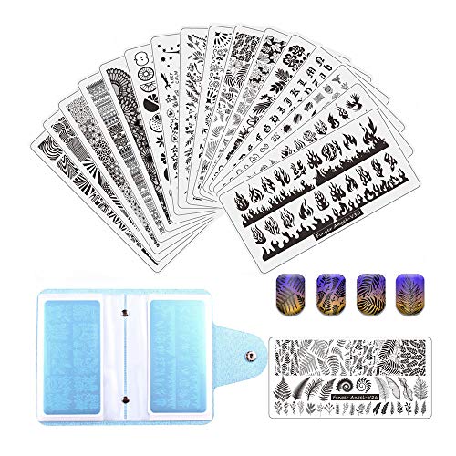 도장케이스 Finger Angel Light 블루 Nail 아트 Stamp 플레이트 컬렉션 Image Organizer 6X12cm Size Stamping Plate