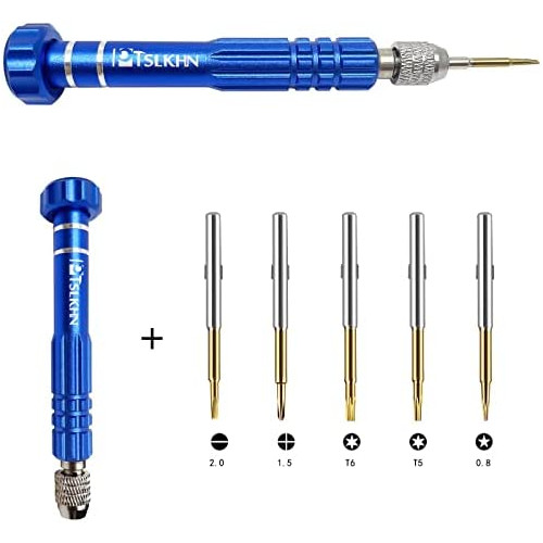 5-in-1 Multifunctional Small Screwdriver, PTSLKHN Eyeglass Screwdriver, S2 Steel Magnetic Screwdriver Kit for Eyeglass, Sunglasses, Electronics, Cellphone, Jewelry and More