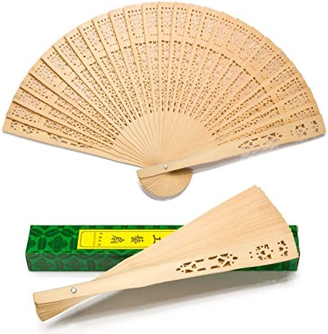 FUNLAVIE 6팩 Chinese 폴딩 Fan Scented Wooden Hand Fans Wedding Party Home Decoration