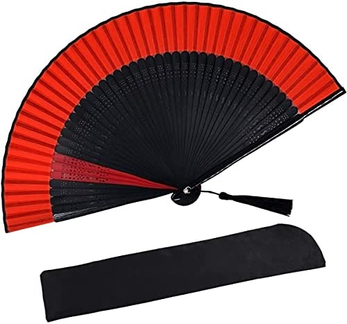 Amajiji Charming Elegant Modern Woman Handmade Bamboo Silk 8.27" 21cm 폴딩 Pocket Purse Hand Fan Collapsible Transparent Holding Painted Pouches/Wrapping LXHSZ LXHS-21