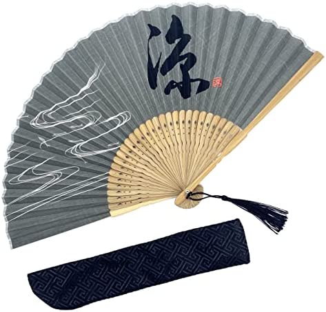 Eastern Wind 8.3in black bamboo hand floding fan, Japanese rave fan