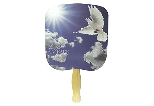 Swanson Christian Products Church Fans - Hand Held Parlor Fans for Adults - Hand Fans for Church Services - Peace - Sky Image - Pack of 10