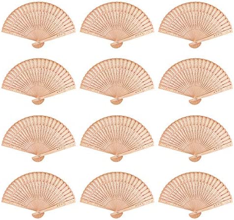 Super Z Outlet Chinese Sandalwood Scented Wooden Openwork Personal Hand Held 폴딩 Fans Wedding Decoration 생일 s Home 선물 12 Pack