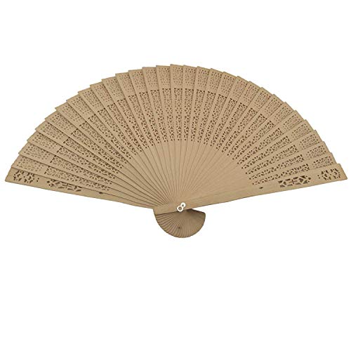 eoocvt 48pcs Summer Vintage 폴딩 Bamboo Wooden Carved Hand Fan Wedding Bridal Party