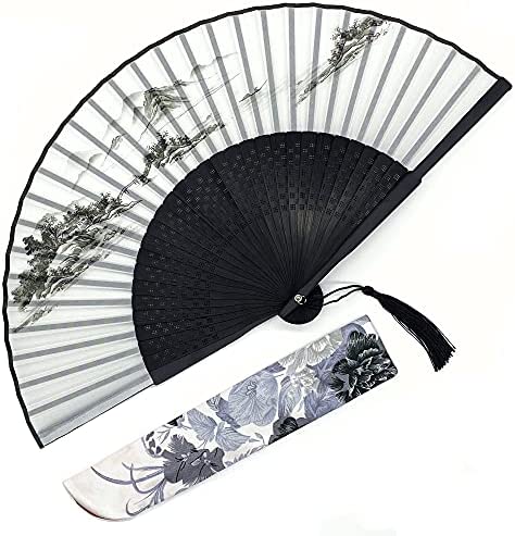 Japanese Chinese fan Folding fan with Bamboo for Women,Hand fans for women Wedding 8.3