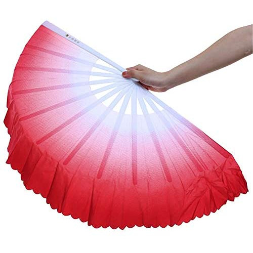 ZooBoo Dance Hand Held Fan - 1Pair Chinese Hand-Held Fold Vintage 스타일 Portable Personalized Tai Chi Kungfu Dancing 폴딩 Fans Decoration 여성 어린이 Silk Plastic 13inch