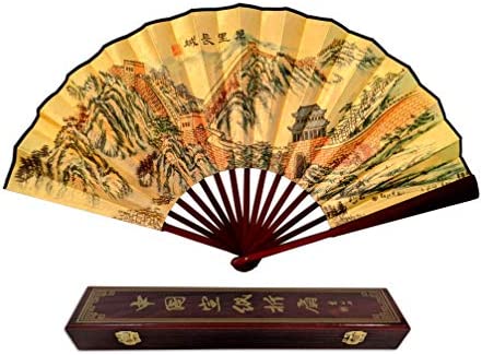 Folding Hand Fan Chinese 선물 Plum Blooming Bamboo Large Handheld Fan+Gift Box Home Decoration