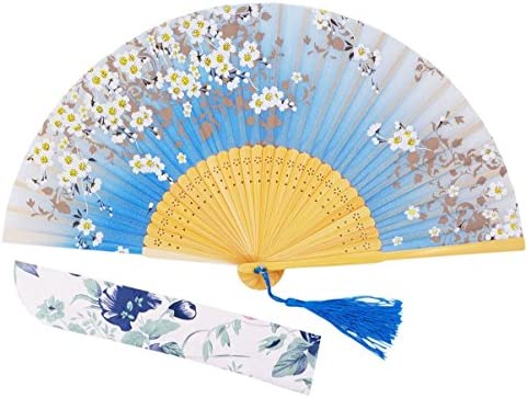 Amajiji Charming Elegant Modern Woman Handmade Bamboo Silk 8.27 21cm 폴딩 Pocket Purse Hand Fan Collapsible Transparent Holding Painted Pouches/Wrapping. CZT-05
