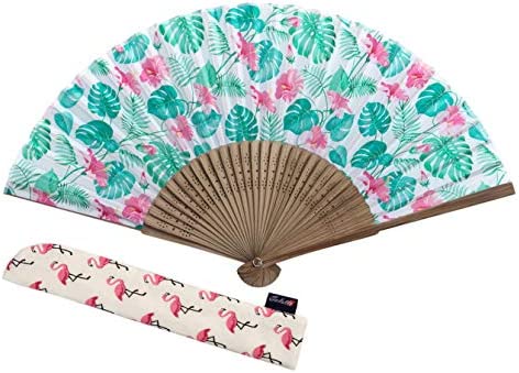 Hand Fan Bamboo Leopard Printed 폴딩 Cotton Party Wedding 선물 Cover