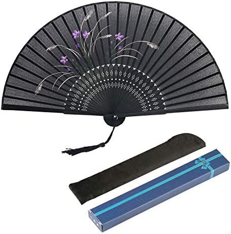 Metable 매트 Silk Folded Hand Fan Bamboo Handheld 폴딩 Fans 선물 Boxed Oriental Handmade DIY Wall Decoration Wedding Party Favor 여성 남성 Dancing Show Props