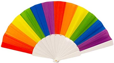 Rainbow Gay Pride LGBT 폴딩 Hand Fan Handheld Fans Event Cruise 클럽 뮤직 Festival Rave Parade Circuit Party 생일 Single 2팩 Stripes