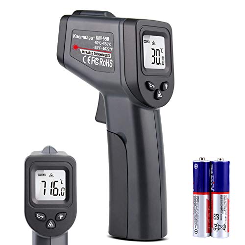 Kaemeasu Digital Infrared Thermometer -58℉-1022℉ (-50℃ to 550℃) High Precision Handheld Non-Contact Electronic Thermometer Pyrometer IR Laser Point Gun KM-550